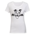 Pitbull - Peeking Dog - Ladies - T-Shirt