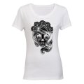 Rose Sugar Skull - Halloween Inspired - Ladies - T-Shirt