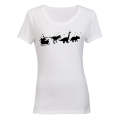Santa's Dinosaur Reindeers - Christmas - Ladies - T-Shirt