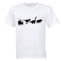 Santa's Dinosaur Reindeers - Christmas - Adults - T-Shirt