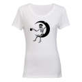 Skeleton On The Moon - Halloween - Ladies - T-Shirt
