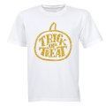 Glitter Gold Halloween Trick or Treat Pumpkin - Kids T-Shirt