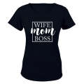 Wife. Mom. Boss - Square - Ladies - T-Shirt