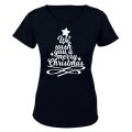 Merry Christmas Tree Design - Ladies - T-Shirt