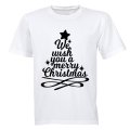 Merry Christmas Tree Design - Adults - T-Shirt