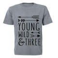 Young, Wild & Three - Arrow Design - Kids T-Shirt