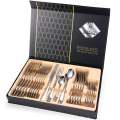 24 Piece Stainless Steel Black Gift Box Cutlery Set