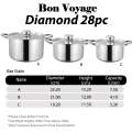 Bon Voyage Diamond 28 Piece Stainless Pots Set