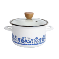 Premier Quality Enamel Blue Flower White Casserole Pot