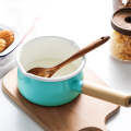 Agate Enamel Saucepan Milk Pan Rolled Rim with Wooden Handle 15cm