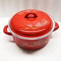 Defects Stock Clearance - Heavy Gauge Red Floral Enamel Pot