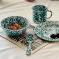Big5 Marble Splatter Green Enamel Dinner Set Mug Plate Spoon Bowl Camping (each unit price is for...