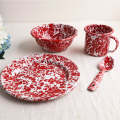 Big5 Marble Splatter Red Enamel Dinner Set Mug Plate Spoon Bowl Camping (each unit price is for i...