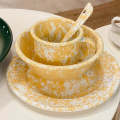 Big5 Marble Splatter Yellow Enamel Dinner Set Mug Plate Spoon Bowl Camping (each unit price is fo...