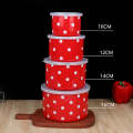 Agate Enamel Round Storage Box Set 8pc (four bowls & four lids)- Tall Version