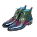 Paul Parkman Wingtip Ankle Boots Three Tone Blue Purple Green (ID#777-BLU-PRP) - EU 41 - US 8 / 8.5