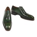 Paul Parkman Green Genuine Crocodile & Calfskin Captoe Oxfords (ID#845-GRN) - EU 41 - US 8 / 8.5