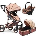 Belecoo 3 in 1 stroller High Landscape with car set Folding Two-way push Baby carriag