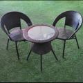 Outdoor Patio Furniture (4 Piece  Inc Glass) Brown/White & Silver