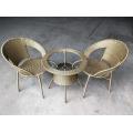 Outdoor Patio Furniture (4 Piece  Inc Glass) Brown/White & Silver
