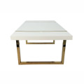 OpulentDine Table - Contemporary Dining Table with High Gloss Wood & Gold Chrome Legs