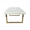 Opulentdine Table Contemporary Dining Table With High Gloss Wood Gold Chrome Legs
