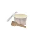 Ice Cream Tub Pink Striped -120ml/7cm Ice Cream Scoop + Flat Lid - 25 Pack