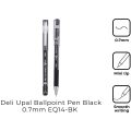 Deli UPAL Ballpoint Pen With 0.7mm Tip - Black - Set of 12 - Q14-BK