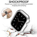 Hard Case Tempered Glass Screen Protector for Apple iWatch Series 7 - 45mm - Silver