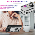 Ring Holder Kickstand Magnetic Armour Case for Samsung Z Flip 3 5G - Silver