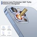 Metal Ring Camera Lens Protector Compatible with iPhone 13 Pro Max - Light Blue