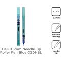 Deli Think Roller Ball Pen 0.5mm Tip - Set of 12 - Blue - Q301-BL
