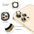 iPhone 13 Pro Max Metal Ring Camera Lens Tempered Glass Protector - Gold