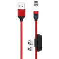 XO 3in1 Magnetic Braided Data Cable 1M Fast Charge Charging Cable - NB128 - Red