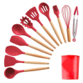 12 Piece Silicone Kitchen Utensils Non-Stick Tools Set - Red
