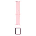 Hard Case Screen Protector and Silicone Strap compatible with Apple iWatch Series 7 - 45mm - Pink