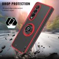 Shadow Ring Holder Kickstand Protective Case for Samsung Z Fold 4 5G - Red
