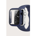 Hard Case Screen Protector and Silicone Strap compatible with Apple iWatch Series 7 - 41mm - Navy...