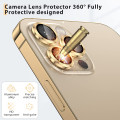 iPhone 13 Pro Metal Ring Camera Lens Tempered Glass Protector - Gold