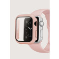 Hard Case Screen Protector and Silicone Strap compatible with Apple iWatch - 44mm - Pink