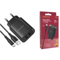 Borofone Dual Port Quick Charging With Type-C Cable Black - BN2
