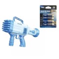 32 Hole Bazooka Bubble Gun Maker With 4 Pack Deli AA Batteries - Blue