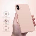 Liquid Silicone Cover With Camera Cut-Out for iPhone X/ XS - Light Pink