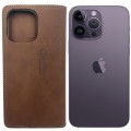 Nesty Stylish Soft Suede 3 Slot Card Holder Flip Case For iPhone 14 Pro - Brown