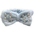 Spa Bow Hair Styling Plush Headband With Pearls