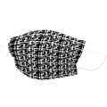 Face Mask - 3Ply Adult Disposable Mask Tweed - Black &amp; White - 50's