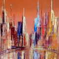 C P Nice Abstract City Of Johannesburg Painting
