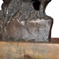 Wood Mounted Bronze Rhino by Jo Roos