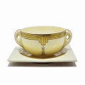 Clarice Cliff Biarritz Pattern Soup Coupe and Saucer