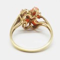 9ct Gold Coral and Diamond Ring